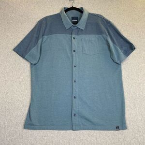 Prana breathe camp mens shirt XL short sleeve golf button front blue